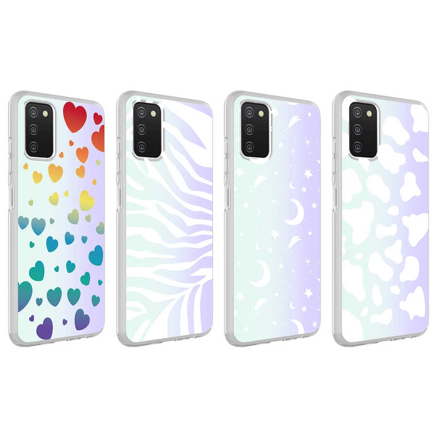Galaxy Uyumlu A03S Kılıf Zore M-Blue Desenli Kapak