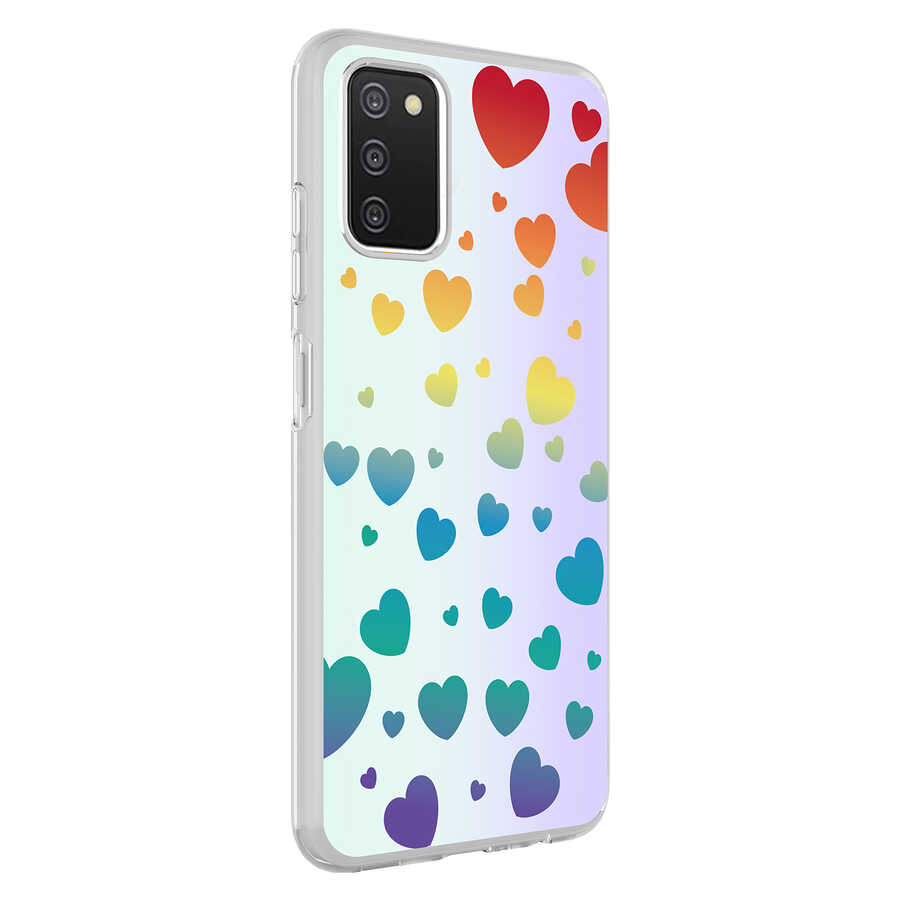 Galaxy Uyumlu A03S Kılıf Zore M-Blue Desenli Kapak-Heart no3