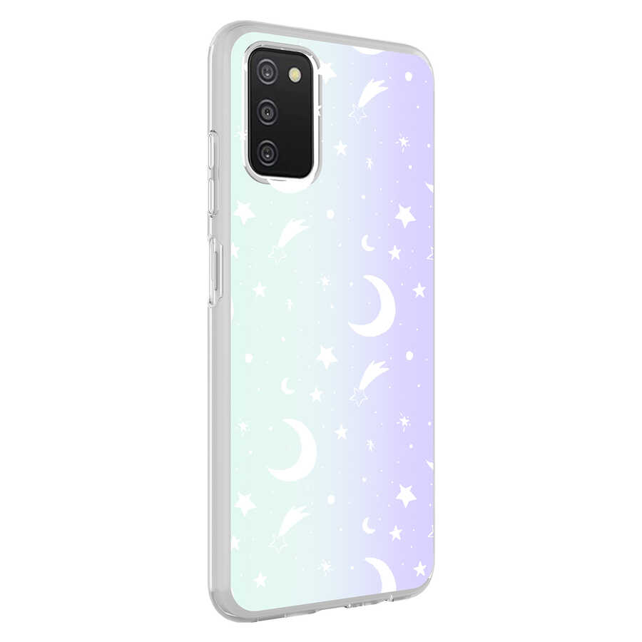 Galaxy Uyumlu A03S Kılıf Zore M-Blue Desenli Kapak-Moon no4