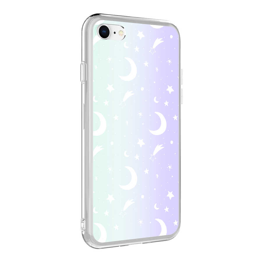 iPhone Uyumlu 8 Kılıf Zore M-Blue Desenli Kapak-Moon no4