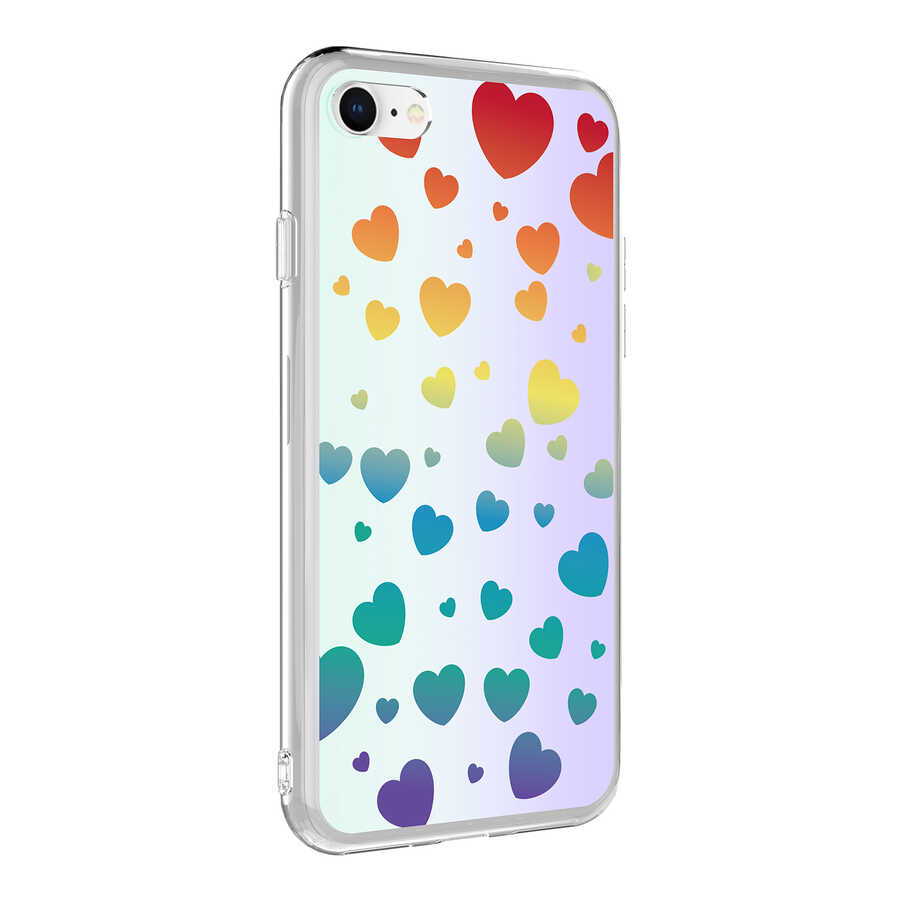 iPhone Uyumlu SE 2022 Kılıf Zore M-Blue Desenli Kapak-Heart no3