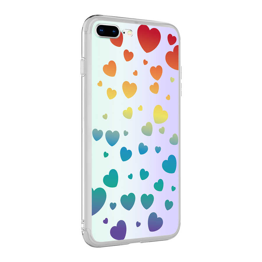 iPhone Uyumlu 7 Plus Kılıf Zore M-Blue Desenli Kapak-Heart no3