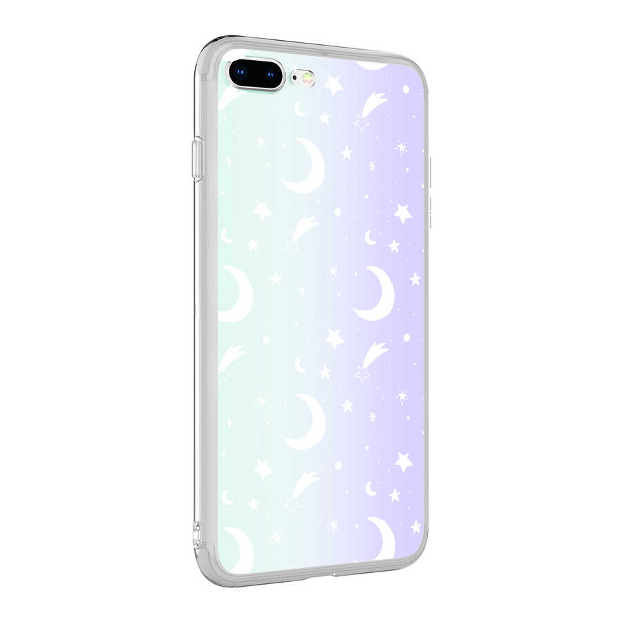 iPhone Uyumlu 7 Plus Kılıf Zore M-Blue Desenli Kapak-Moon no4