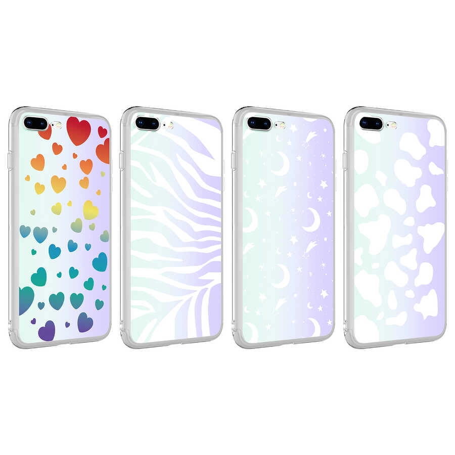 iPhone Uyumlu 8 Plus Kılıf Zore M-Blue Desenli Kapak