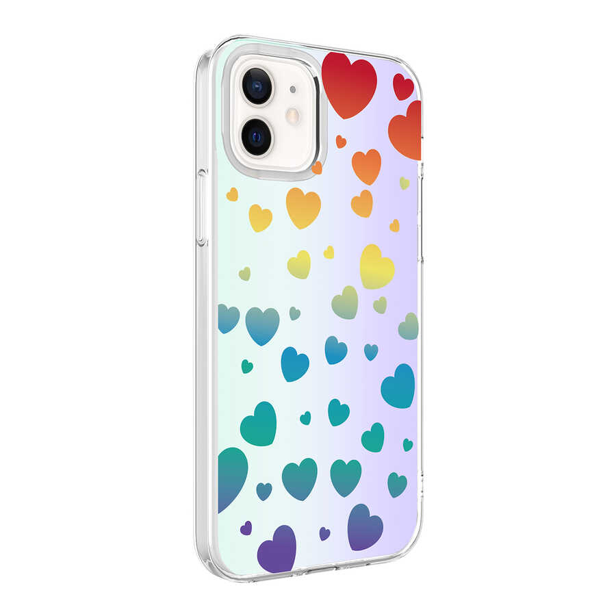 iPhone Uyumlu 12 Kılıf Zore M-Blue Desenli Kapak-Heart no3