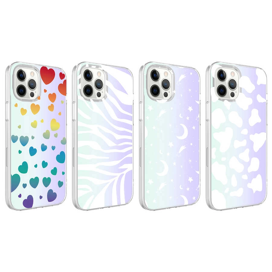 iPhone Uyumlu 12 Pro Kılıf Zore M-Blue Desenli Kapak