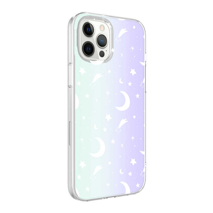 iPhone Uyumlu 12 Pro Kılıf Zore M-Blue Desenli Kapak-Moon no4
