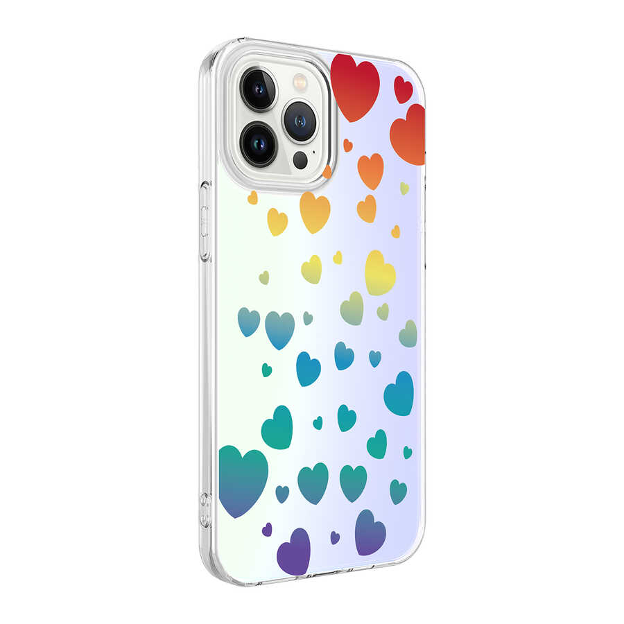 iPhone Uyumlu 13 Pro Max Kılıf Zore M-Blue Desenli Kapak-Heart no3