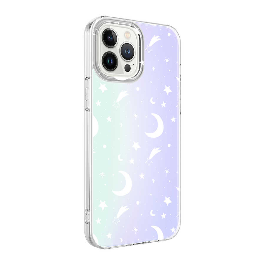 iPhone Uyumlu 13 Pro Max Kılıf Zore M-Blue Desenli Kapak-Moon no4