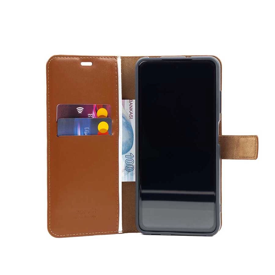 Galaxy Uyumlu S22 Ultra Kılıf Zore Kar Deluxe Kapaklı Kılıf-Kırmızı