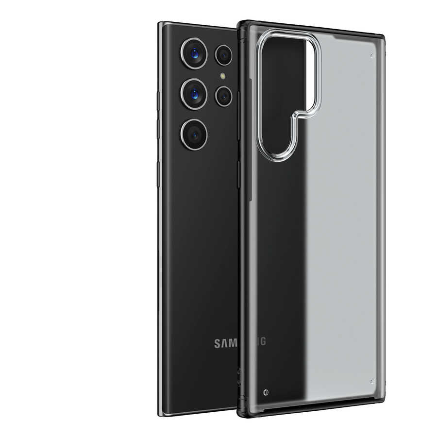 Galaxy Uyumlu S22 Ultra Kılıf Zore Volks Kapak-Siyah