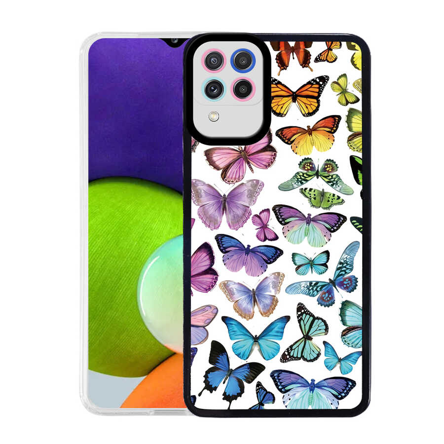 Galaxy Uyumlu M22 Kılıf Zore M-Fit Desenli Kapak-Butterfly no3