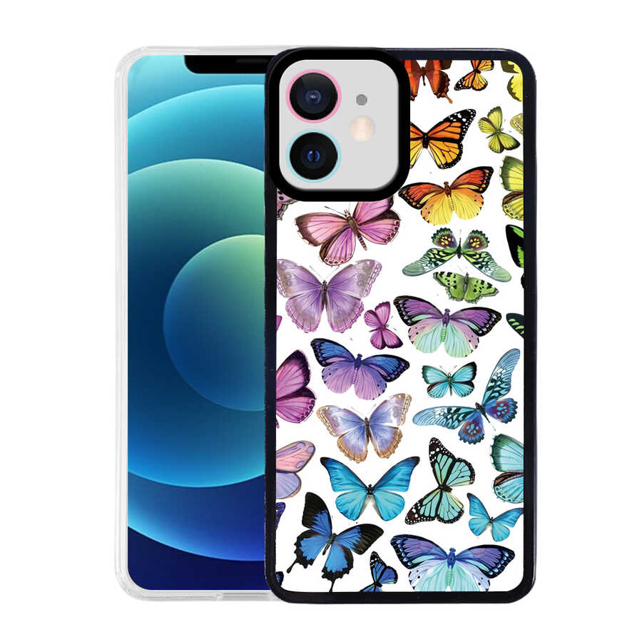 iPhone Uyumlu 12 Kılıf Zore M-Fit Desenli Kapak-Butterfly no3