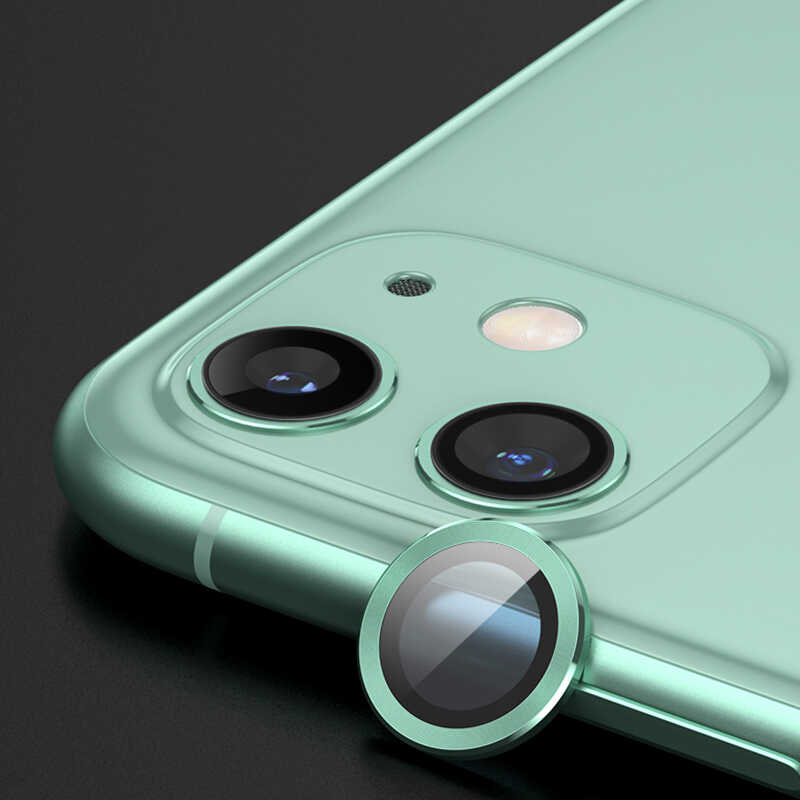 iPhone Uyumlu 11 Zore CL-07 Kamera Lens Koruyucu-Açık yeşil