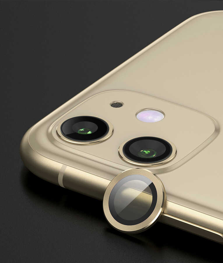 iPhone Uyumlu 11 Zore CL-07 Kamera Lens Koruyucu-Gold