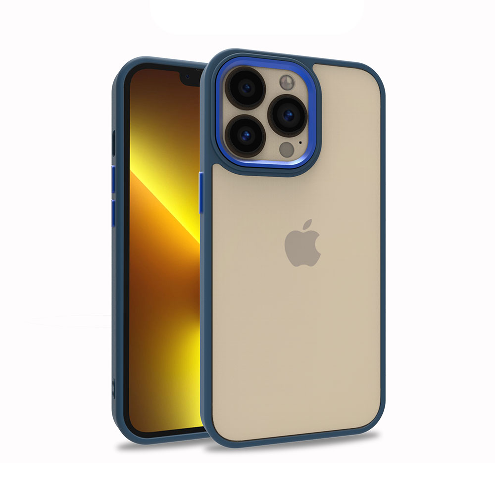 iPhone Uyumlu 13 Pro Kılıf Zore Flora Kapak-Mavi
