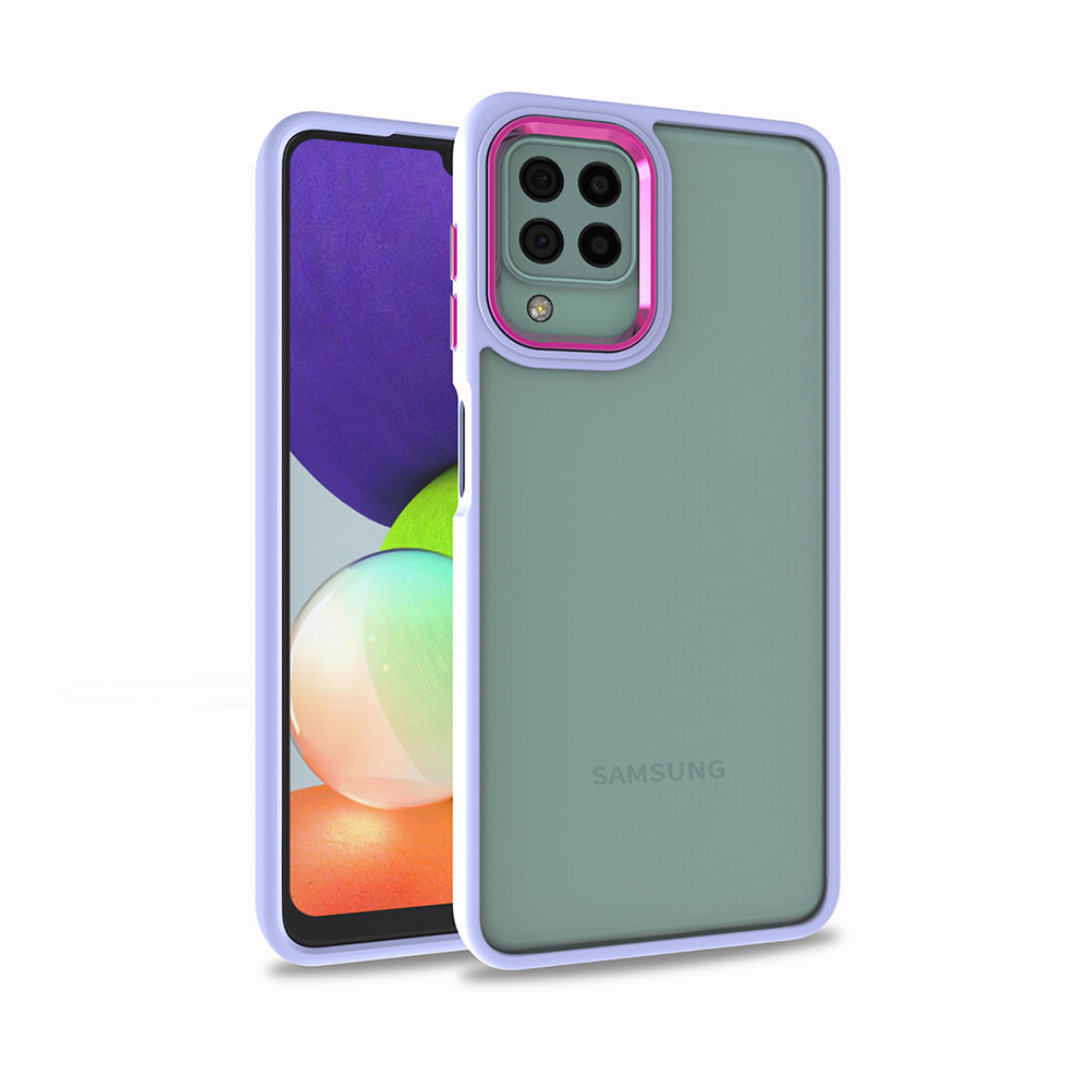 Galaxy Uyumlu A12 Kılıf Zore Flora Kapak-Lila
