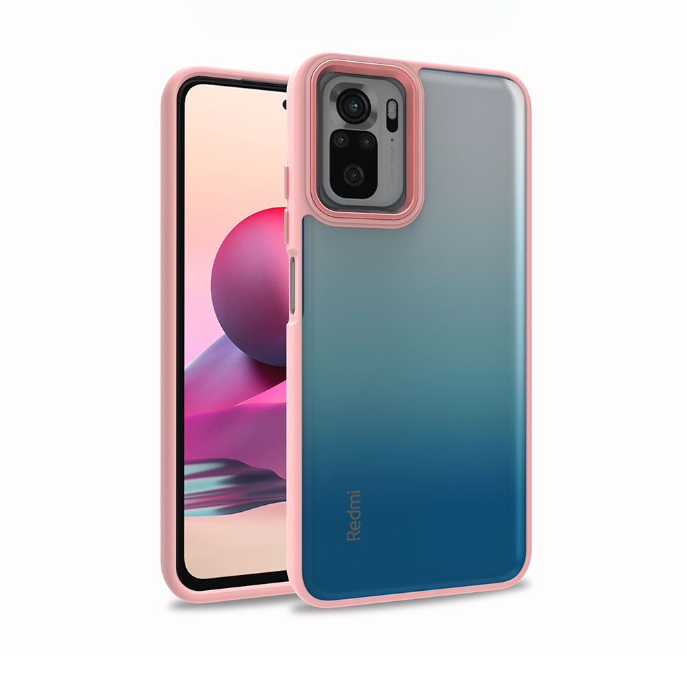 Xiaomi Uyumlu  Redmi Note 10S Kılıf Zore Flora Kapak-Rose gold