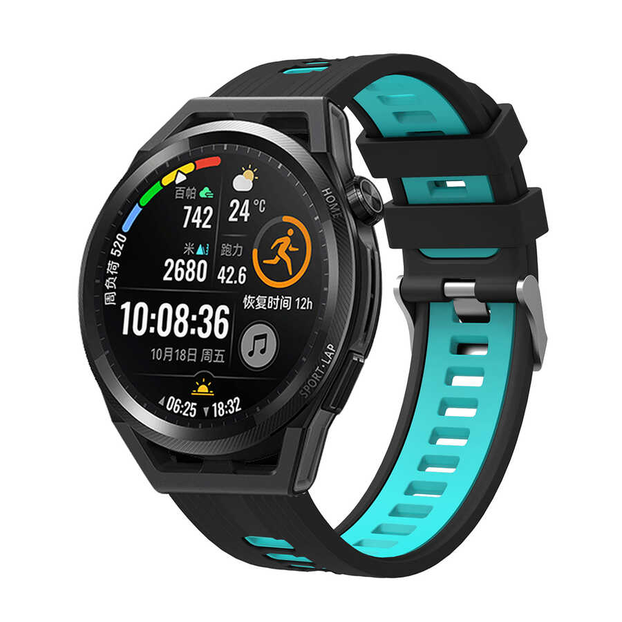 Xiaomi Uyumlu  Amazfit Pace KRD-55 Silikon Kordon-Siyah-mavi