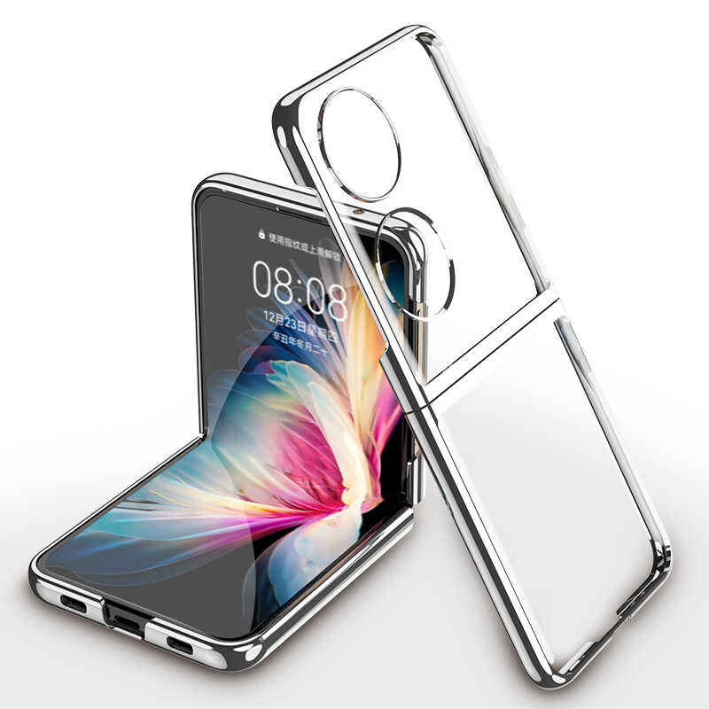 Huawei Uyumlu P50 Pocket Kılıf Zore Kıpta Kapak-Gümüş