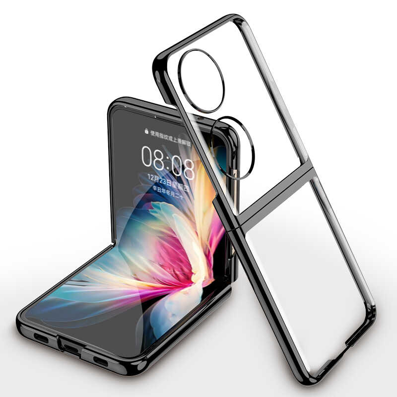 Huawei Uyumlu P50 Pocket Kılıf Zore Kıpta Kapak-Siyah