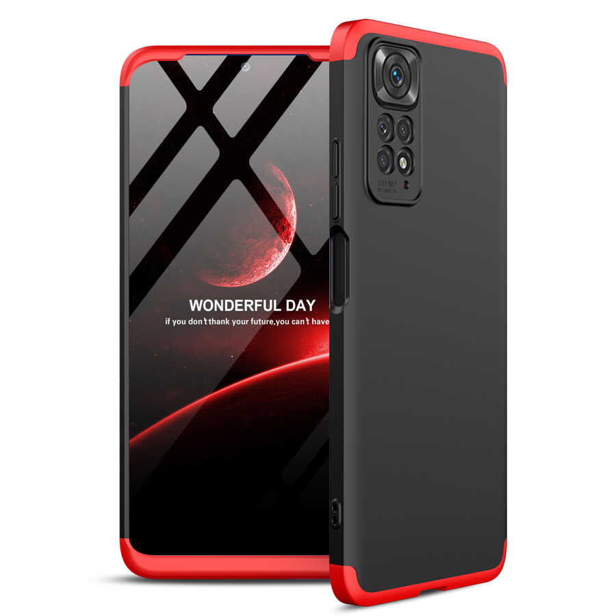 Xiaomi Uyumlu  Redmi Note 11 Global Kılıf Zore Ays Kapak-Siyah-kırmızı