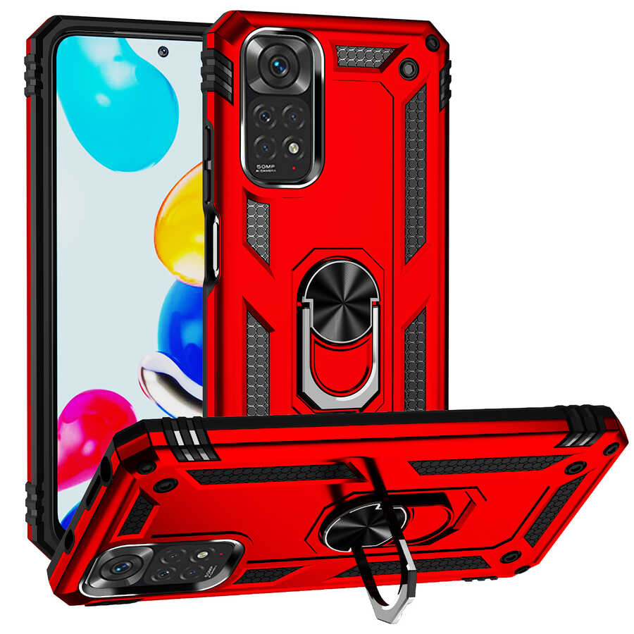 Xiaomi Uyumlu  Redmi Note 11 Global Kılıf Zore Vega Kapak-Kırmızı