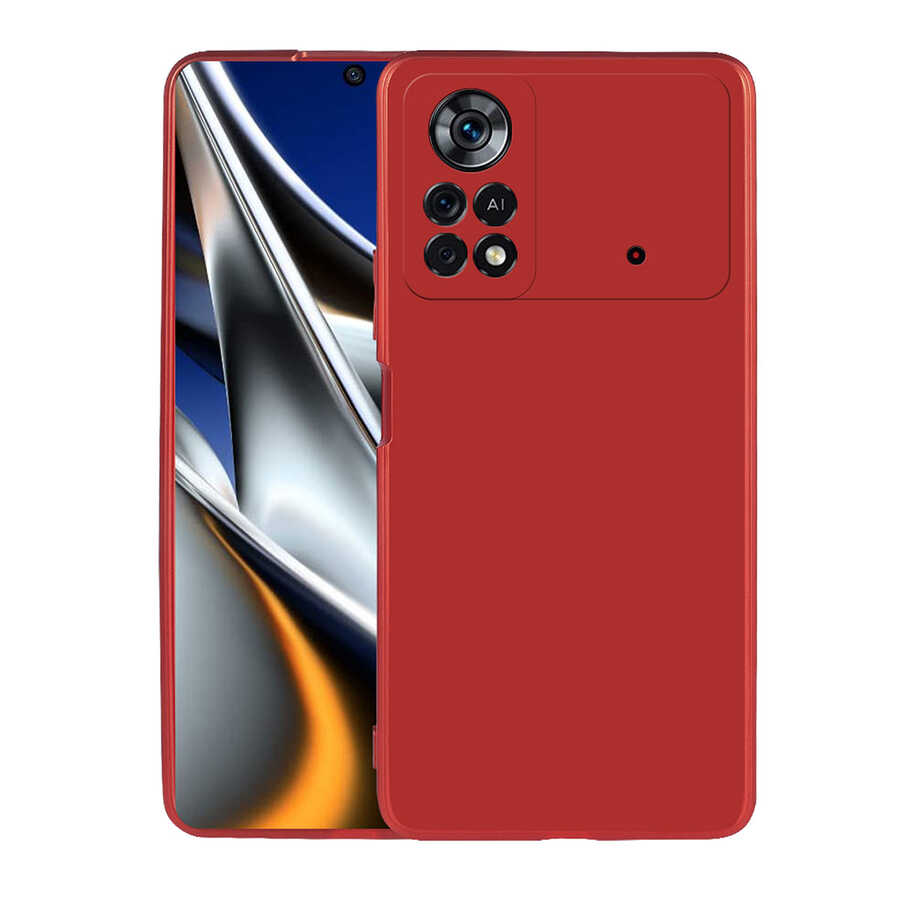 Xiaomi Uyumlu  Poco M4 Pro 4G Kılıf Zore Premier Silikon Kapak-Kırmızı