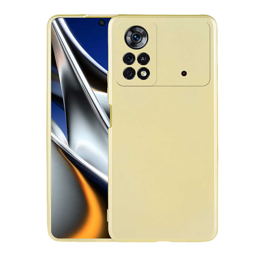 Xiaomi Uyumlu  Poco X4 Pro 5G Kılıf Zore Premier Silikon Kapak-Gold