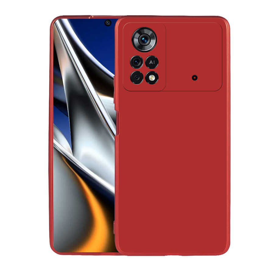 Xiaomi Uyumlu  Poco X4 Pro 5G Kılıf Zore Premier Silikon Kapak-Kırmızı