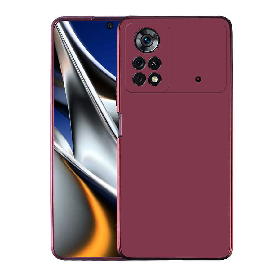 Xiaomi Uyumlu  Poco X4 Pro 5G Kılıf Zore Premier Silikon Kapak-Mürdüm