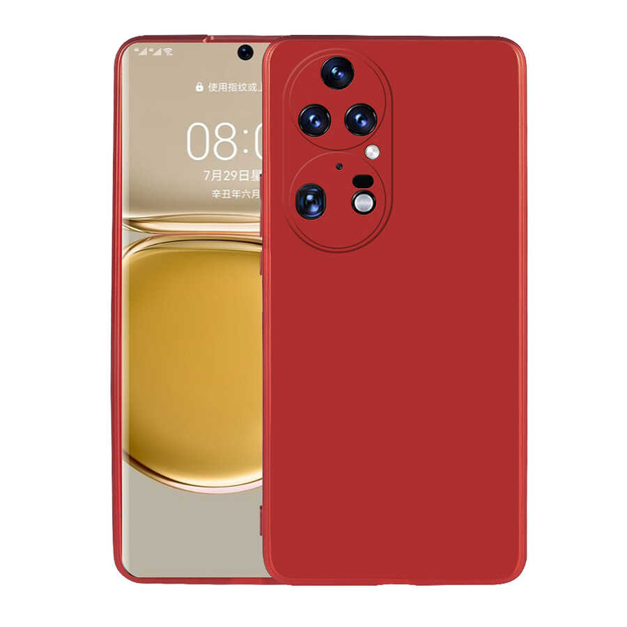 Huawei Uyumlu P50 Pro Kılıf Zore Premier Silikon Kapak-Kırmızı
