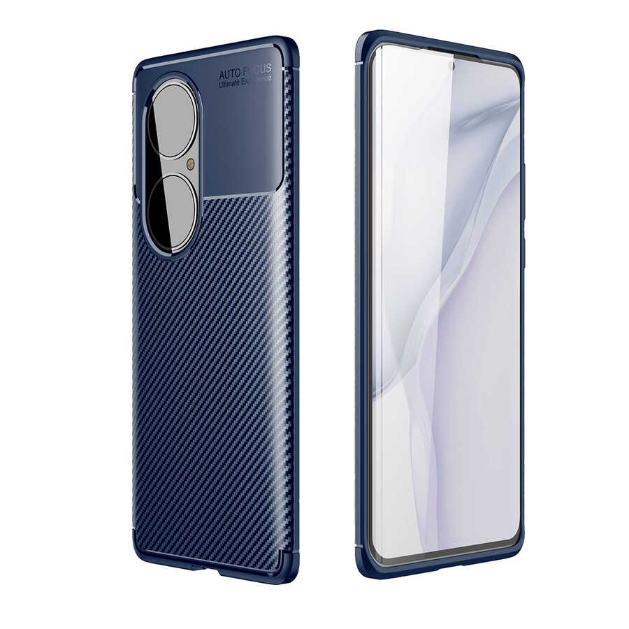 Huawei Uyumlu P50 Pro Kılıf Zore Negro Silikon Kapak-Lacivert