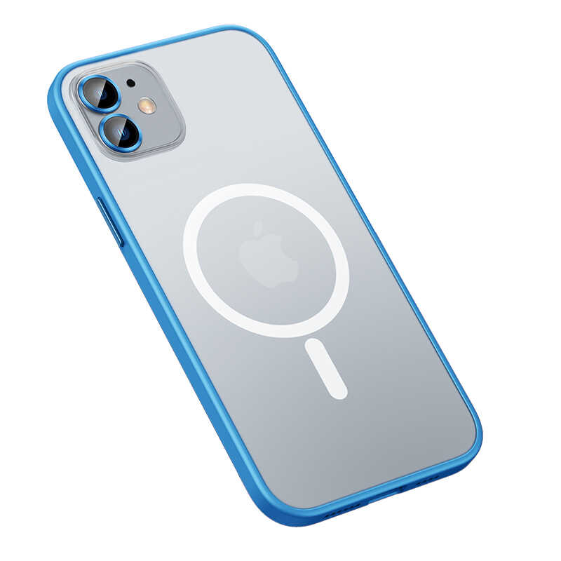 iPhone Uyumlu 12 Kılıf Zore Mokka Wireless Kapak-Mavi