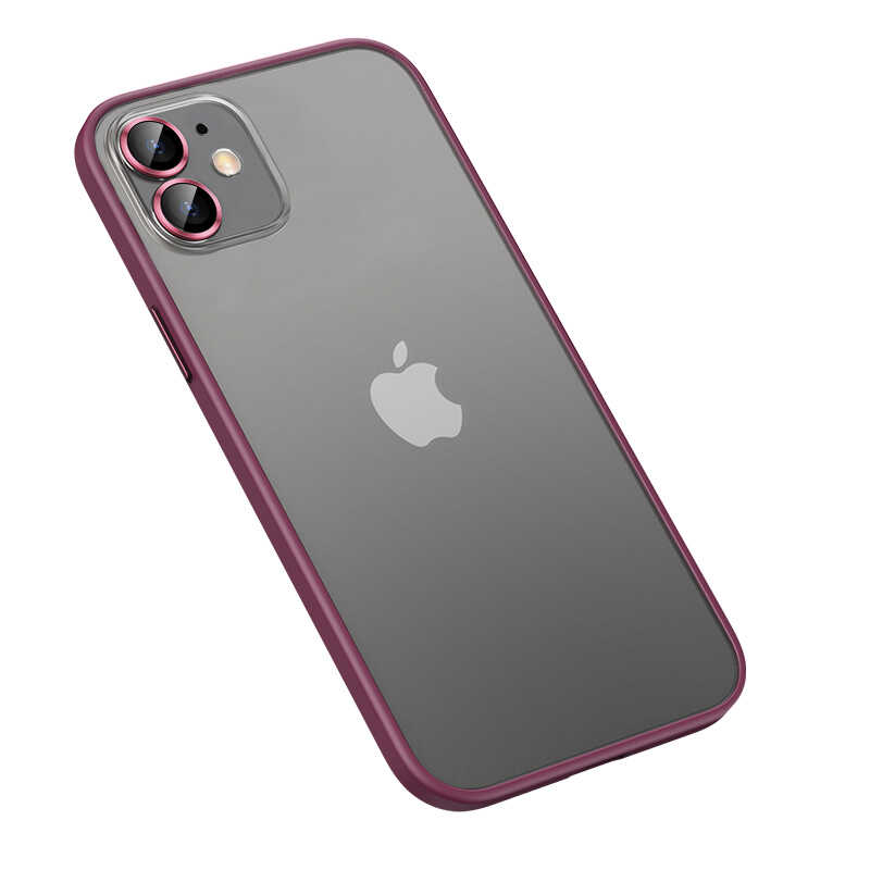 iPhone Uyumlu 12 Kılıf Zore Retro Kapak-Koyu mor