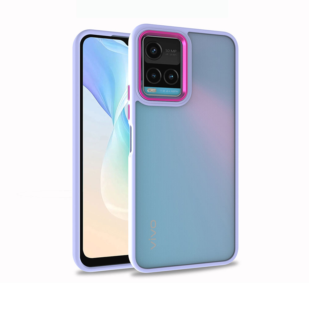 Vivo Y21S Kılıf Zore Flora Kapak-Lila