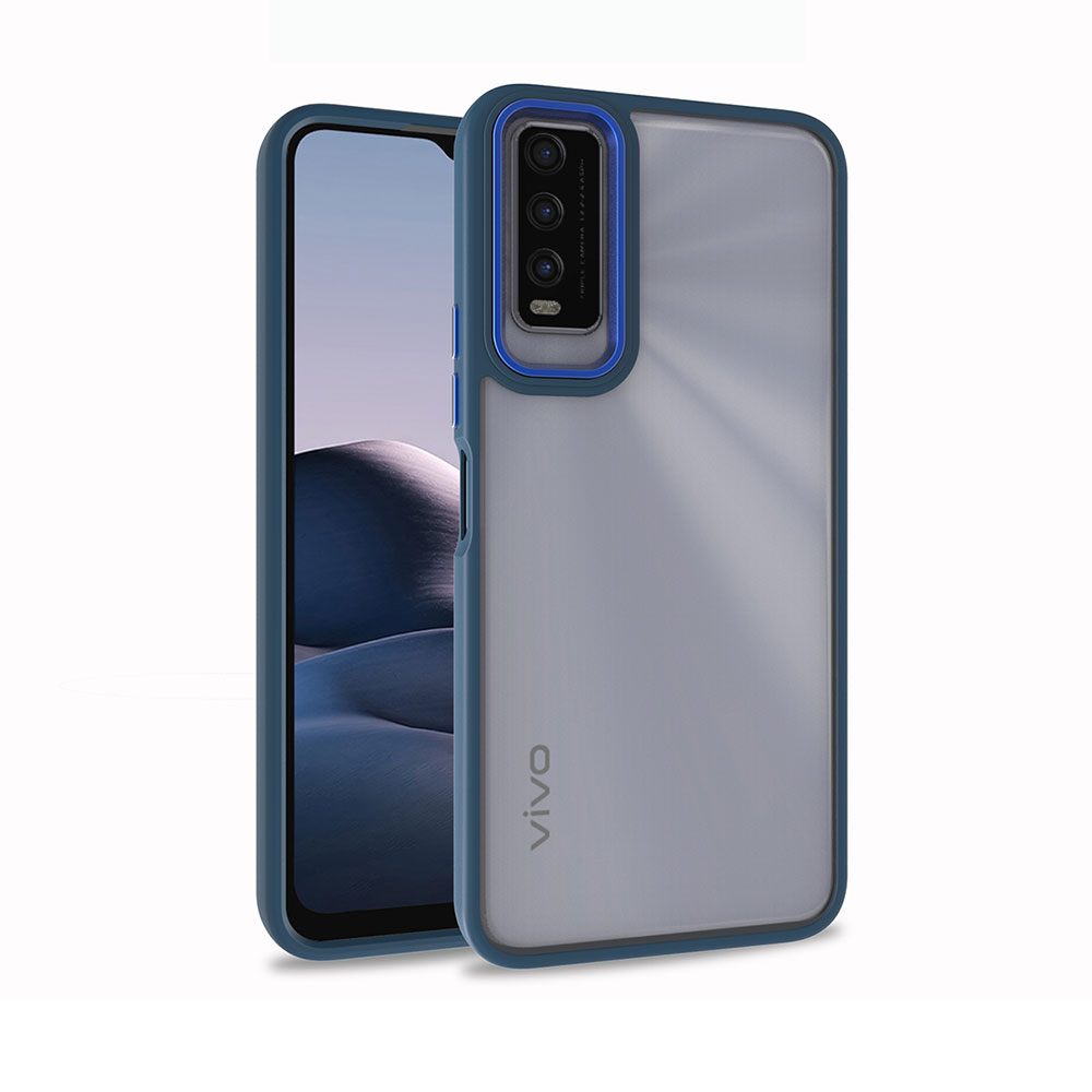 Vivo Y20 Kılıf Zore Flora Kapak-Mavi