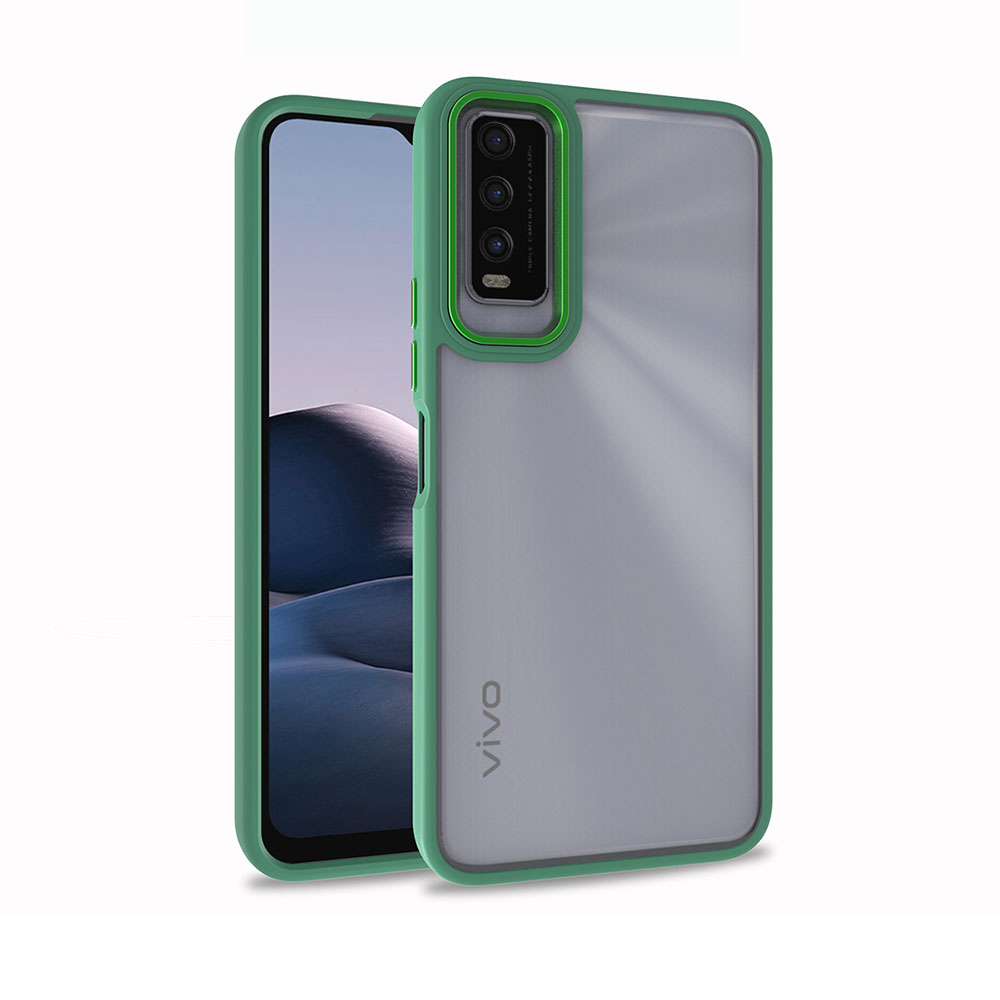 Vivo Y20 Kılıf Zore Flora Kapak-Yeşil