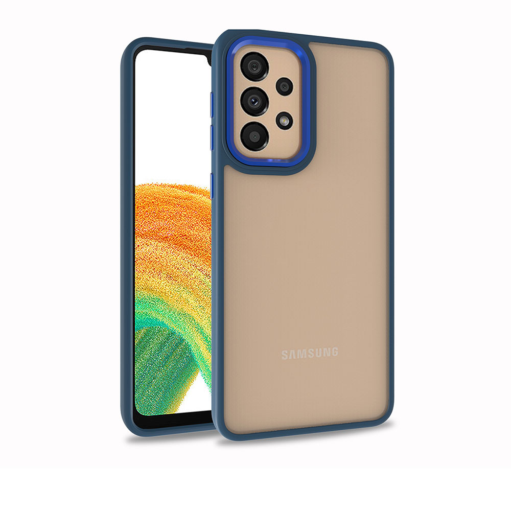 Galaxy Uyumlu A73 Kılıf Zore Flora Kapak-Mavi
