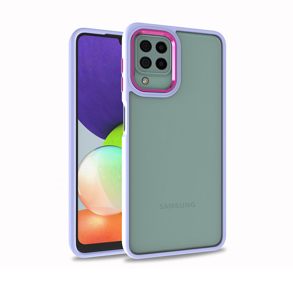Galaxy Uyumlu M32 Kılıf Zore Flora Kapak-Lila