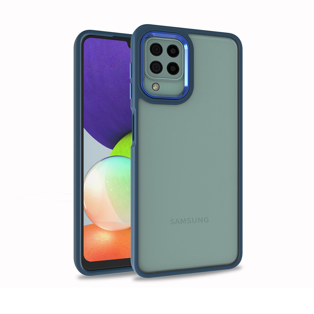 Galaxy Uyumlu M32 Kılıf Zore Flora Kapak-Mavi