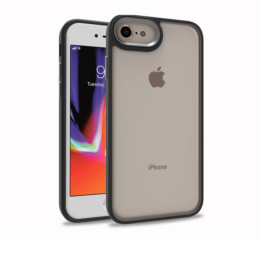 iPhone Uyumlu SE 2022 Kılıf Zore Flora Kapak-Siyah
