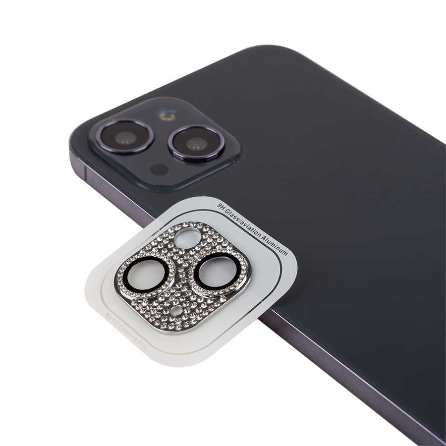 iPhone Uyumlu 13 Zore CL-08 Kamera Lens Koruyucu-Gümüş