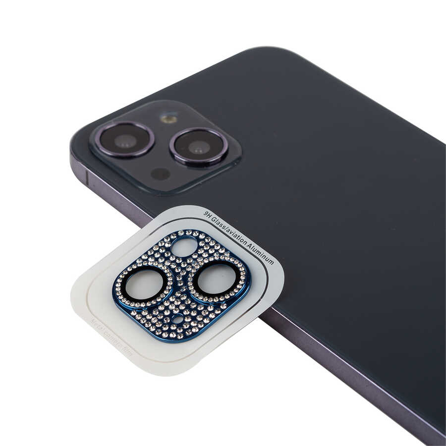 iPhone Uyumlu 13 Zore CL-08 Kamera Lens Koruyucu-Mavi
