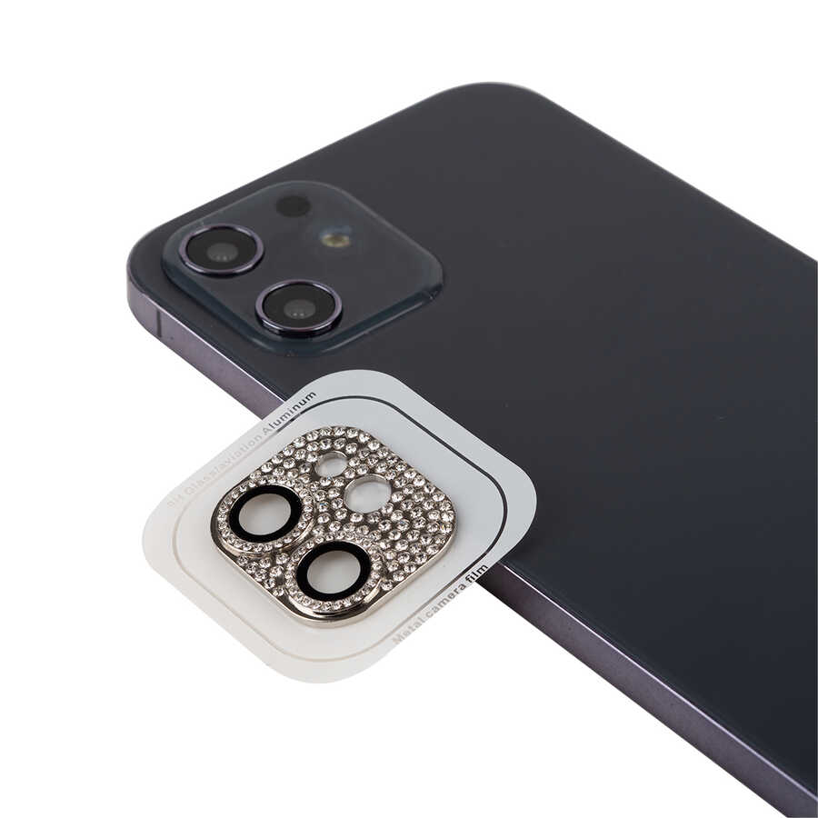 iPhone Uyumlu 12 Zore CL-08 Kamera Lens Koruyucu-Gümüş