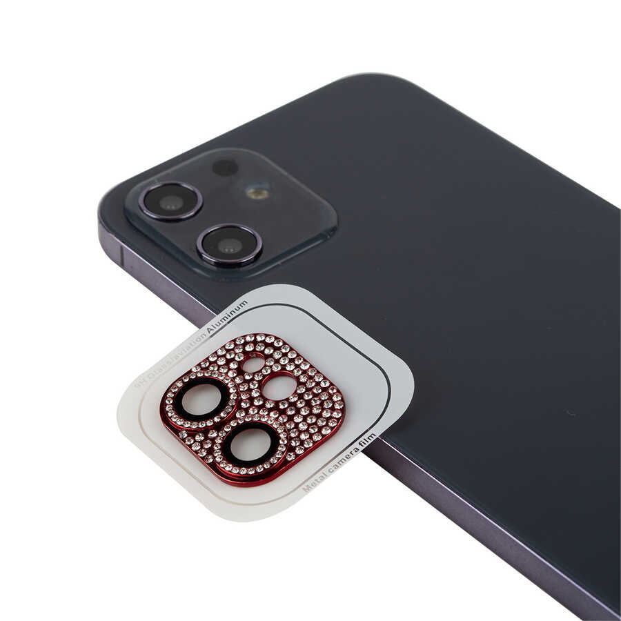 iPhone Uyumlu 12 Zore CL-08 Kamera Lens Koruyucu-Kırmızı