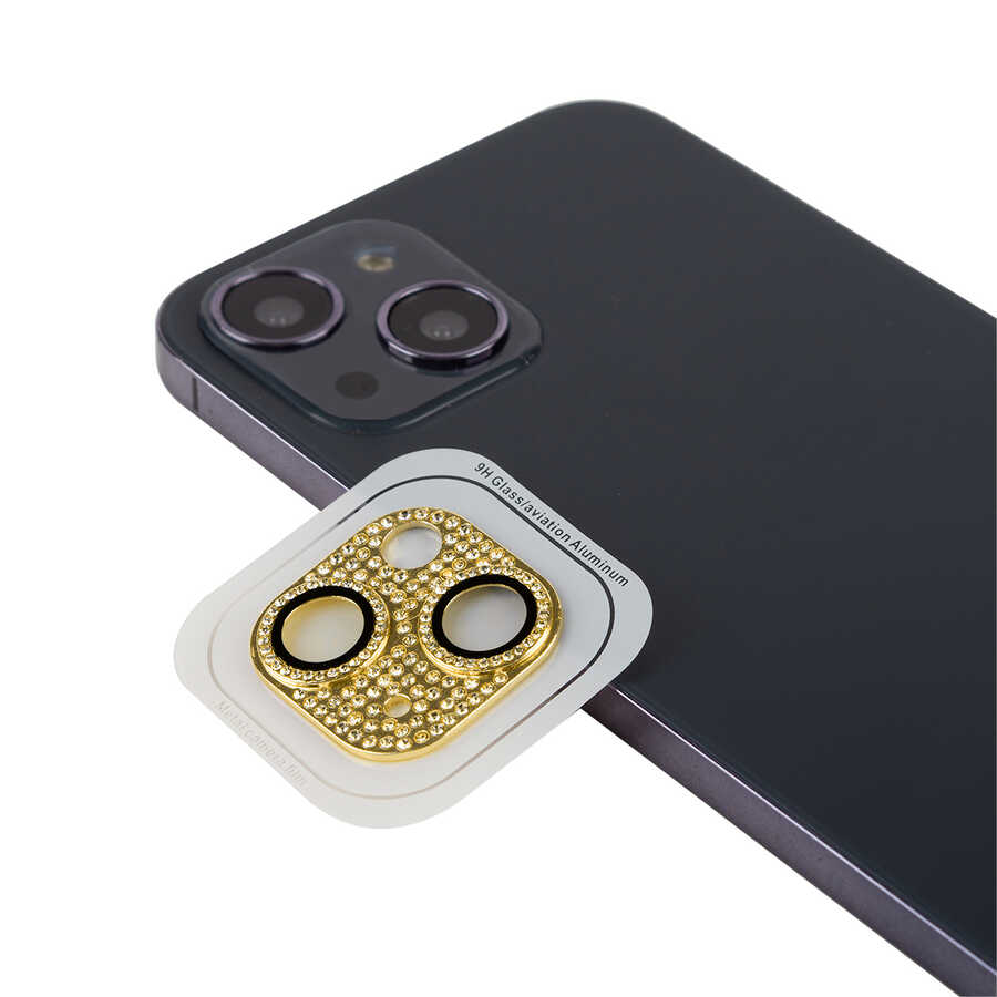 iPhone Uyumlu 13 Mini Zore CL-08 Kamera Lens Koruyucu-Gold