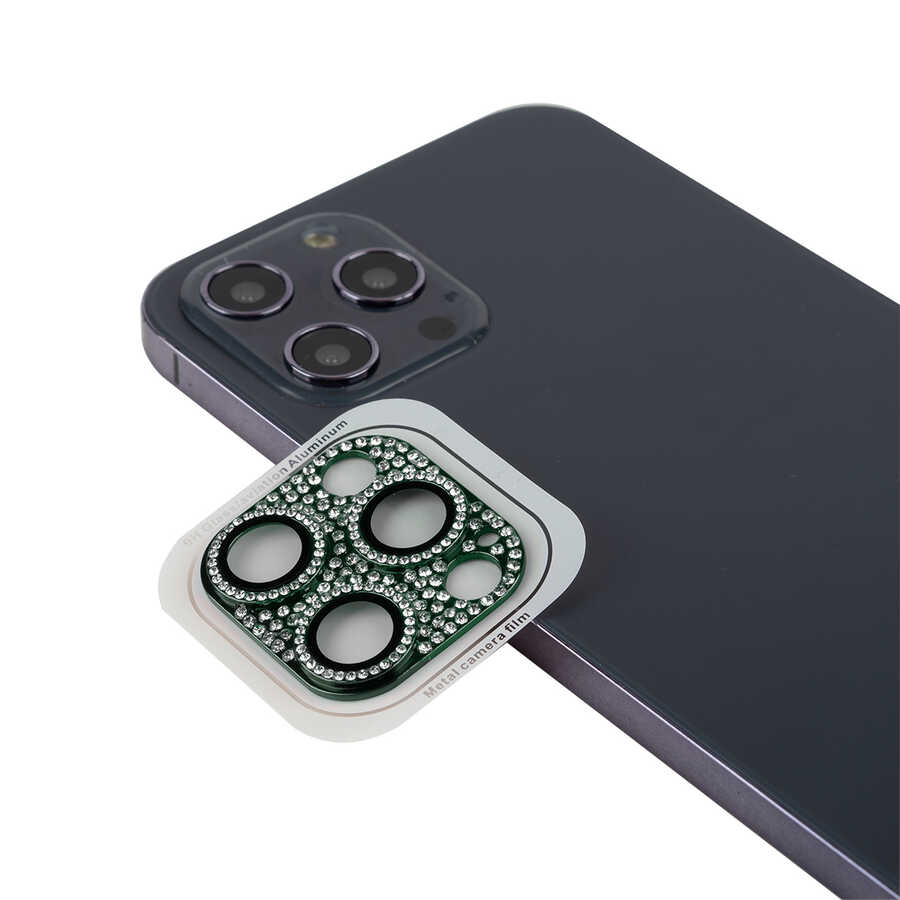 iPhone Uyumlu 12 Pro Max Zore CL-08 Kamera Lens Koruyucu-Koyu yeşil