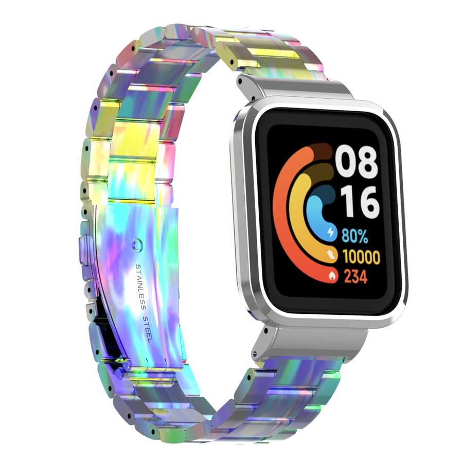 Xiaomi Uyumlu  Redmi Watch (Mi Watch Lite) Zore KRD-60 Metal Kordon-Colorful