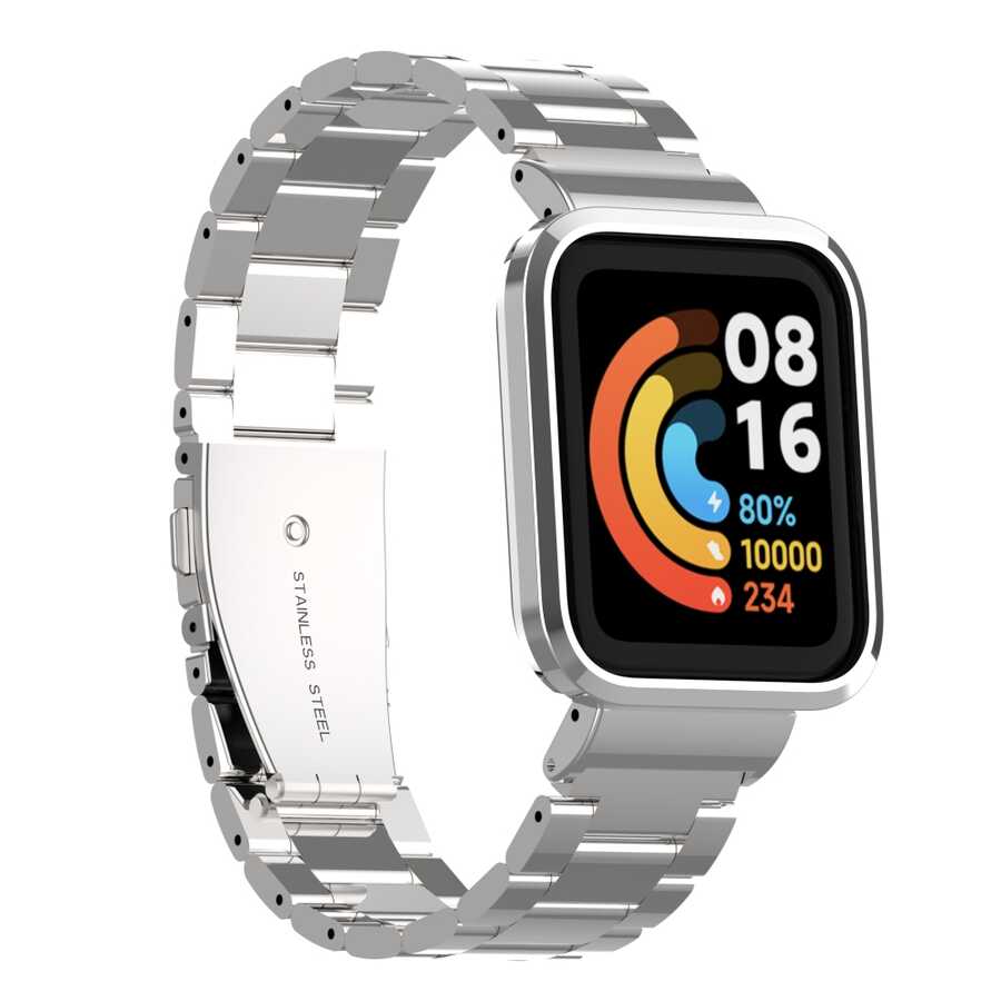 Xiaomi Uyumlu  Redmi Watch (Mi Watch Lite) Zore KRD-60 Metal Kordon-Gümüş